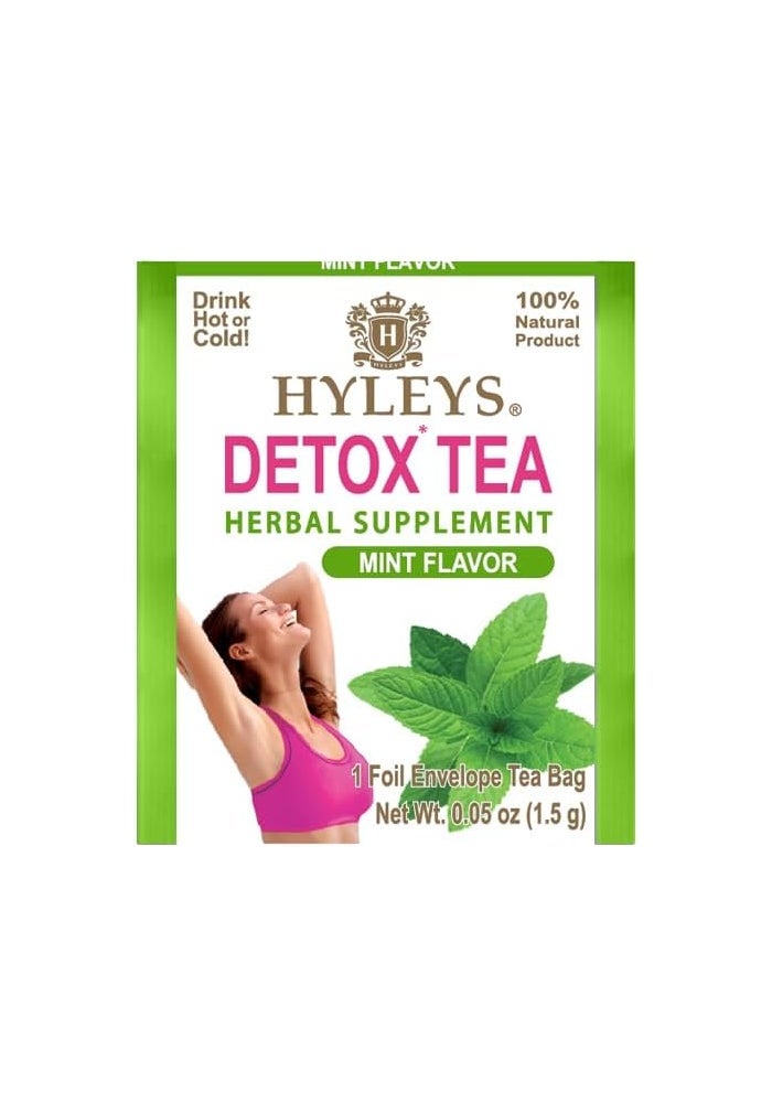 Hyleys Detox Tea - Mint Flavor Herbal Supplement with Green Tea, Ginger & Fennel - 25 Tea Bags - Image 2